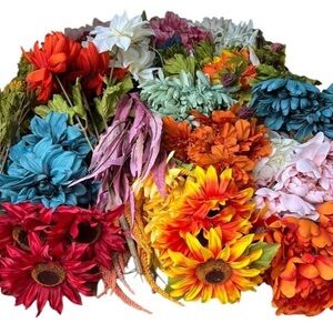 5 Lb Box 16 Bunch of Stemmed Artificial Faux Silk Flowers Colorful Variety 19”